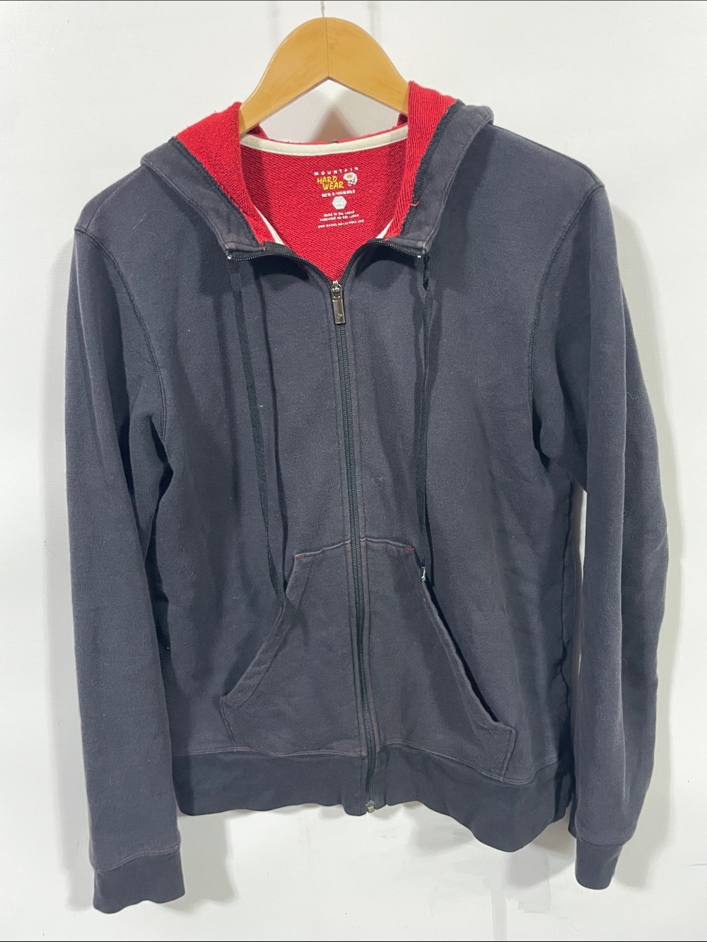 Men's Zip-Up Hoodie Sweatshirt - Charcoal with Red Lining